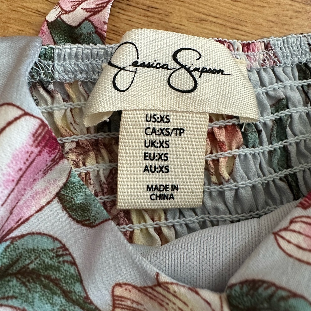 Jessica Simpson Halter Pleated Blue Floral Dress XS - Picture 5 of 14